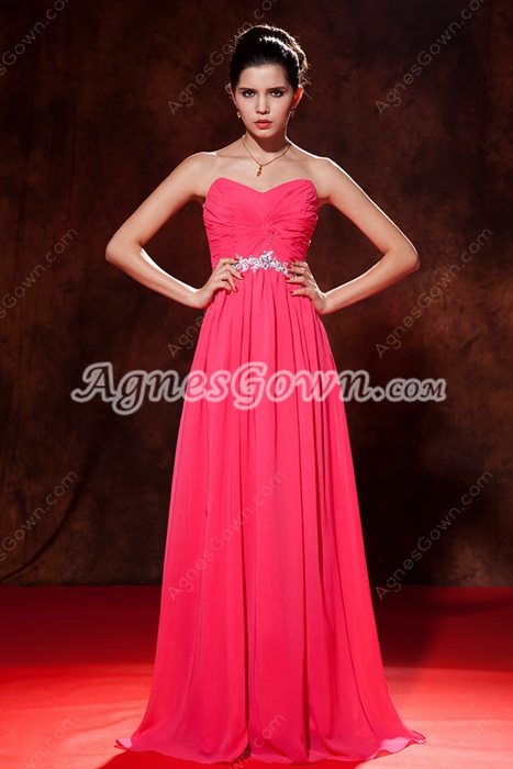 Shimmering Sweetheart Hot Pink Chiffon Bridesmaid Dress 