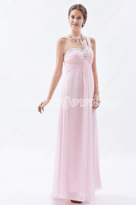 Noble One Straps Empire Chiffon Pearl Pink Maternity Evening Dress 