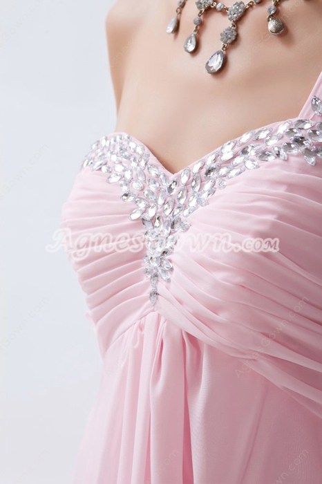 Noble One Straps Empire Chiffon Pearl Pink Maternity Evening Dress 