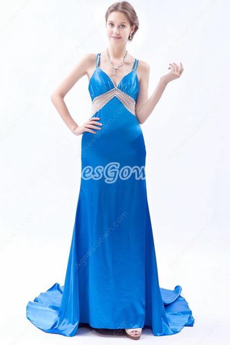 Desirable Crossed Straps Back A-line Turquoise Informal Evening Dress 