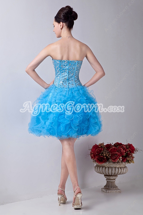 brilliant Mini Length Blue Tulle Tutu Sweet Sixteen Dress 