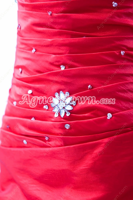 Sassy Strapless A-line Mini Length Red Taffeta Sweet Sixteen Dress 