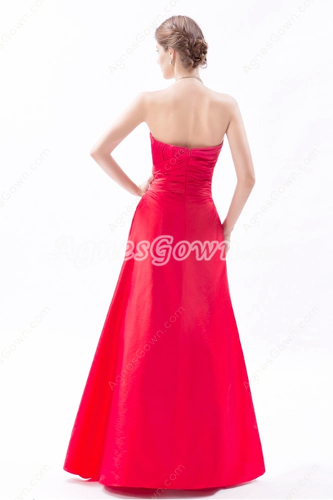 Cute Strapless Red Taffeta Junior Prom Dress 