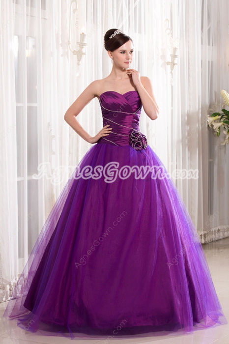 Pretty Sweetheart Neckline Full Length Purple Princess Quinceanera Dress 