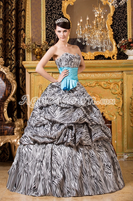 Unique Sweetheart Neckline Ball Gown Floor Length Zebra Quinceanera Dress