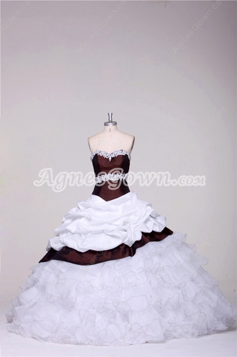 Brilliant Strapless Sweetheart White and Burgundy Quinceanera Dresses