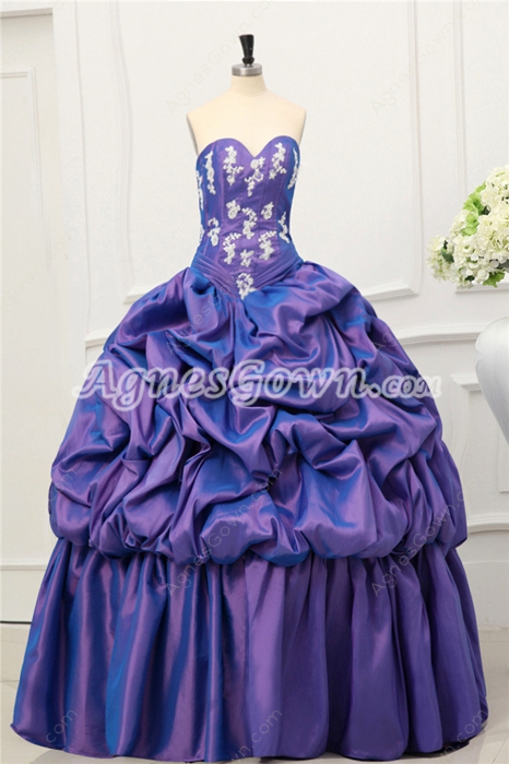 Beautiful Strapless Lavender Pick up Quinceanera Dress