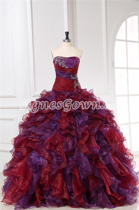 Vintage Burgundy & Purple Multi-colored Quinceanera Party Dresses