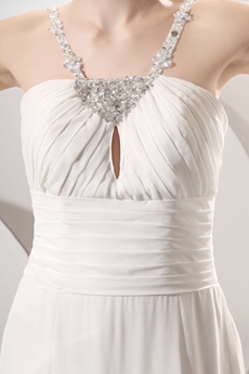 Romantic Double Straps A-line Chiffon Summer Beach Wedding Dress 