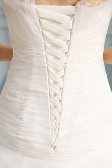 Graceful Cowl Neckline A-line Organza Tiered Wedding Dress