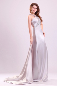 Wonderful Double Straps A-line Floor Length Cut Out Silver Wedding Dress 