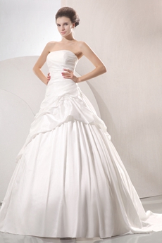 Exclusive Strapless Ball Gown Taffeta Celebrity Wedding Dress Corset Back