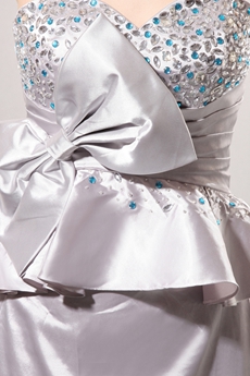 Exquisite Sweetheart Neckline A-line Floor Length Silver Bridal Dress With Peplum 