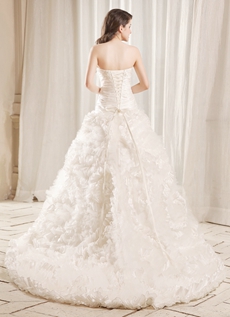 Magnificent Sweetheart A-line White Tulle And Satin Celebrity Wedding Gown