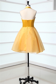 Lovely Halter Gold Mini Sweet 16 Dresses  