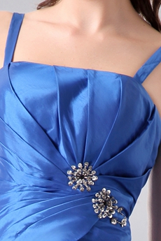 Simple Blue Straps Royal Blue Satin Mini Length Cocktail Dress 