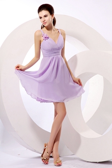 Short Length Lilac Chiffon Homecoming Dress 