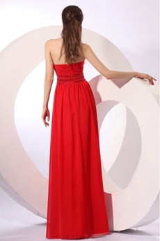 A-line Red Chiffon Long Prom Party Dress