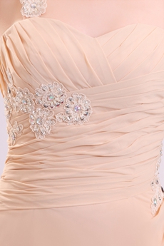 Delicate Single Straps A-line Floor Length Champagne Chiffon Graduation Dress 