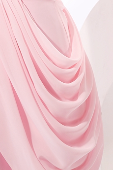 Beautiful One Shoulder Pink Chiffon Homecoming Dress 