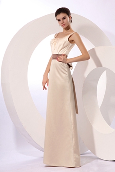 Fantastic Open Back Champagne Evening Dress With Sash 