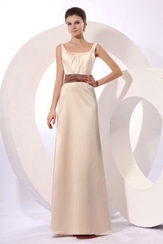 Fantastic Open Back Champagne Evening Dress With Sash 