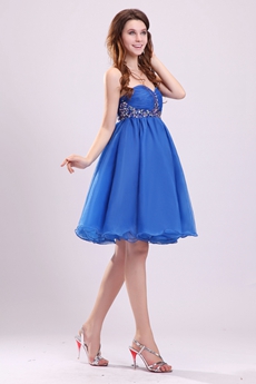 Cute Sweetheart Empire Mini Length Royal Blue Organza Damas Dress 