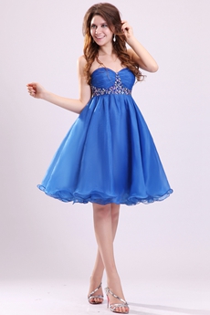 Cute Sweetheart Empire Mini Length Royal Blue Organza Damas Dress 