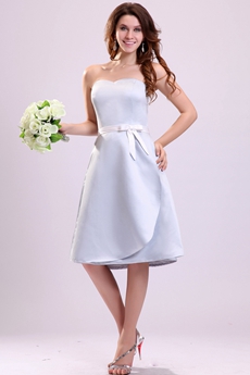Modest Sweetheart A-line Knee Length Light Sky Blue Bridesmaid Dress 
