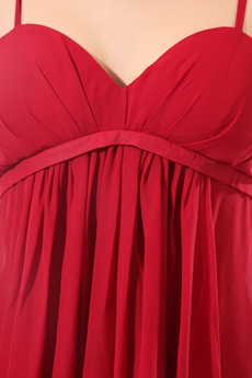 Stunning Spaghetti Straps Empire Red Chiffon 8th Grade Graduation Dress 
