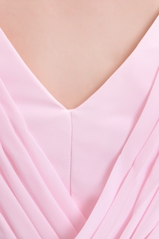 Beautiful V-Neckline A-line Tea Length Pink Junior Bridesmaid Dress 