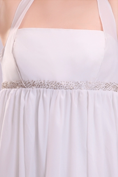 Grecian Top Halter Empire Floor Length White Chiffon Maternity Wedding Gown