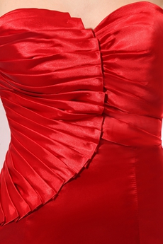 Impressive Shallow Sweetheart Sheath Red Satin Evening Dress 