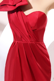 Wonderful One Shoulder Red Cocktail Gown Short Length