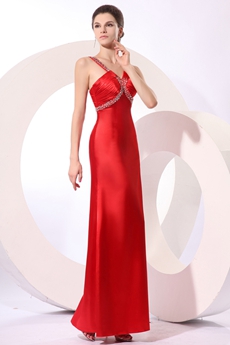 Stylish Straps A-line Ankle Length Red College Graduation Dress 