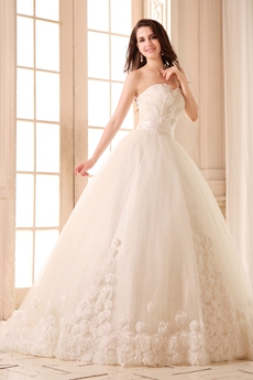 Noble Sweetheart Ball Gown Wedding Dress With 3d Flowers 
