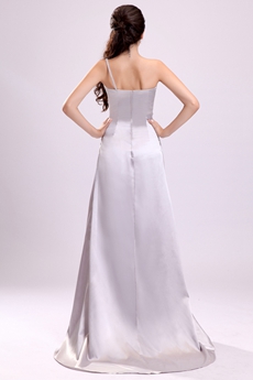 Magnificent Single Straps A-line Floor Length Silver Colored Informal Evening Gowns  