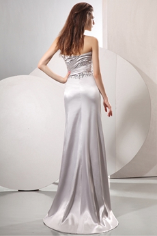 Luxury Jeweled Sweetheart Sheath Silver Slit Evening Dress Under 200