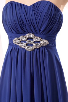 Classy A-line Chiffon Long Length Royal Blue Engagement Evening Dress 