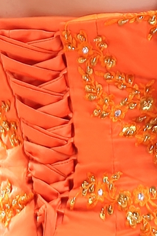 Romantic Orange Halter Corset Sweet 15 Ball Gown Quinceanera Dress 