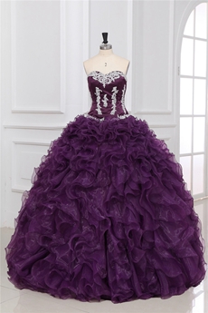 Classy Sweetherat Ball Gown Cinderella Eggplant Quinceanera Gown 