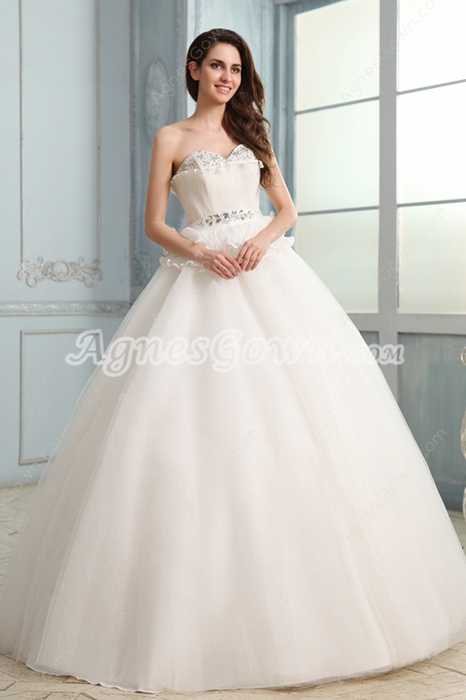 Magnificent Sweetheart Neckline Ball Gown Floor Length Wedding Dress With Peplum Embellished 