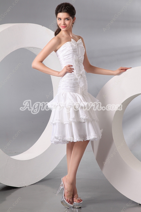 Lovely Knee Length Informal Summer Wedding Dress With Bowknot 