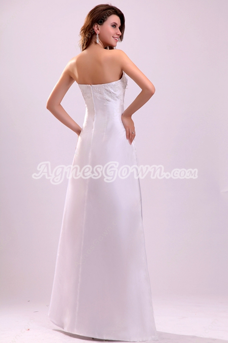 Simple A-line Satin Beach Wedding Gown With Appliques 