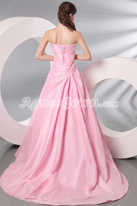 Extraordinary Strapless Ball Gown Pink Mature Wedding Dress 