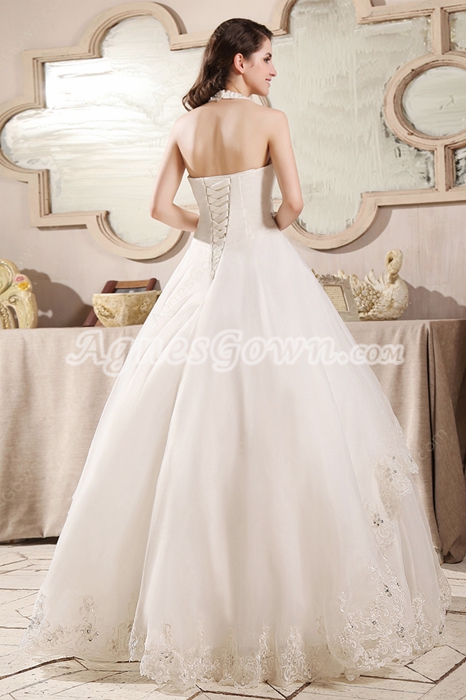 Glamorous Top Halter Ball Gown Full Length Organza Quinceanera Dress With Beads 