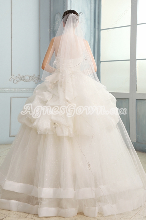 Fairytale Strapless Neckline Ball Gown Floor Length Bridal Gown 