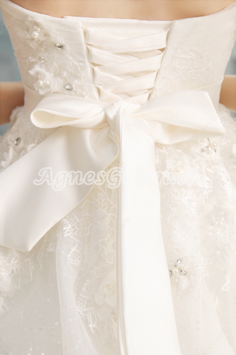 Fairytale Strapless Neckline Ball Gown Floor Length Bridal Gown 