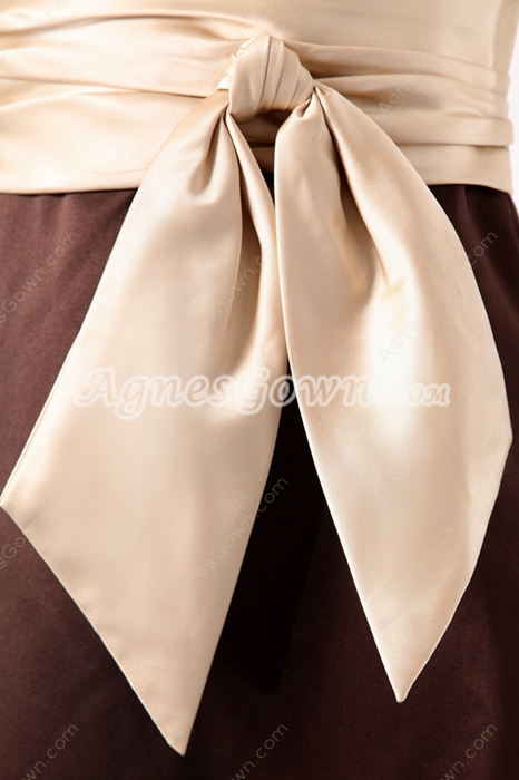 Classy V-Neckline Ankle Length Chocolate Satin Mother Of The Bride Dress 