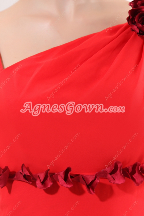 Glamour Straps Column Long Red Chiffon Evening Dress 